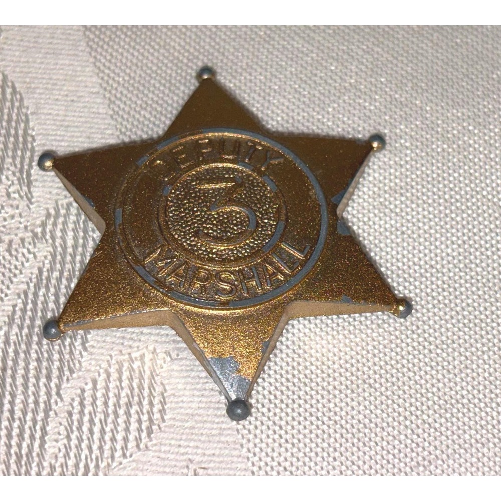 Vintage Midgetoy Deputy Marshall Badge No. 3 - Die Cast Metal Toy Star